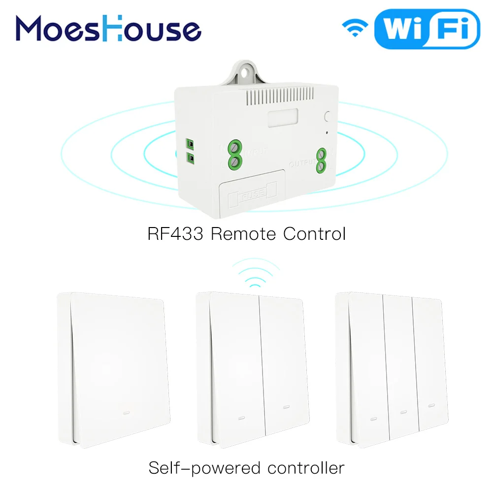 

RF433 Wireless Switch No Battery Remote Control Wall Light Switch Self Powered No Wiring Needed Wall Panel Transmitter