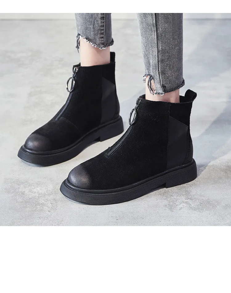 Botas mujer в стиле ретро; ; повседневная обувь; Ботинки martin; женские модные брендовые ботильоны из натуральной кожи с заклепками; Цвет Черный