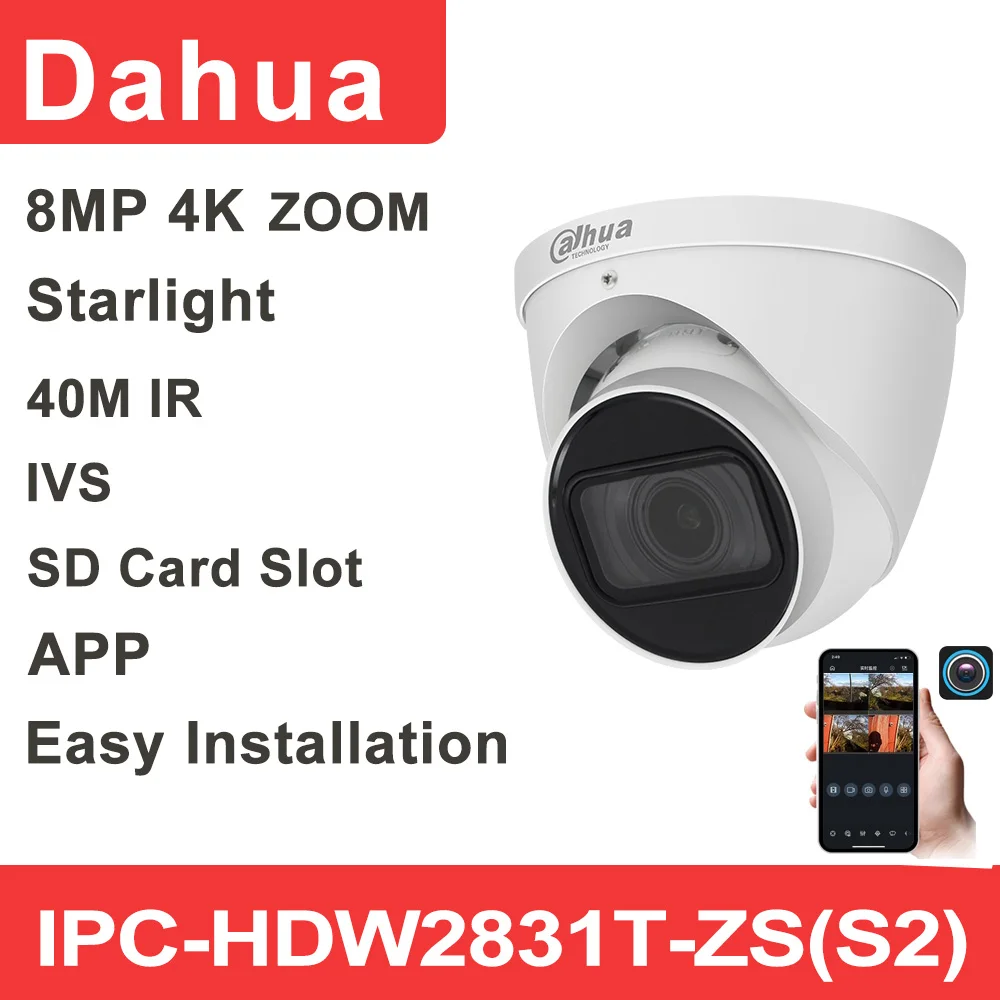 

Оригинал Dahua 5X зум IP Камера безопасности IPC-HDW2831T-ZS-S2 2,7-13,5 мм HD 8MP 4K камера IP67 SD карты IR40M H.265 мульти-Язык
