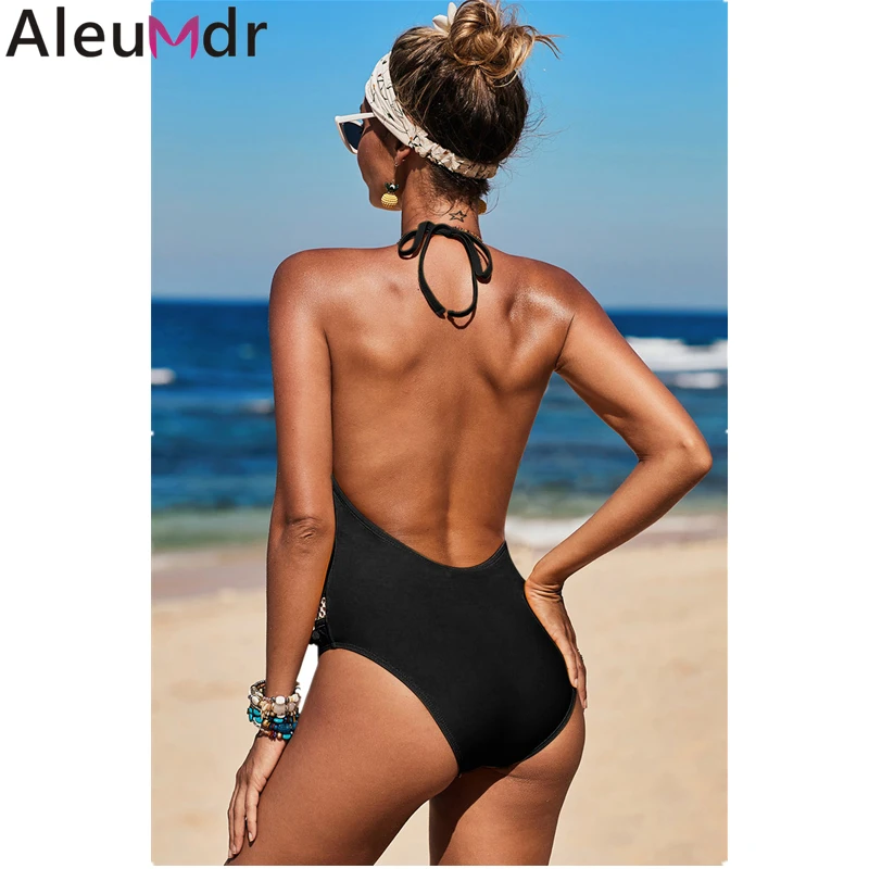 Aleumdr 2019 летний купальник пляжная одежда желтый Ember Цельный сексуальный полый
