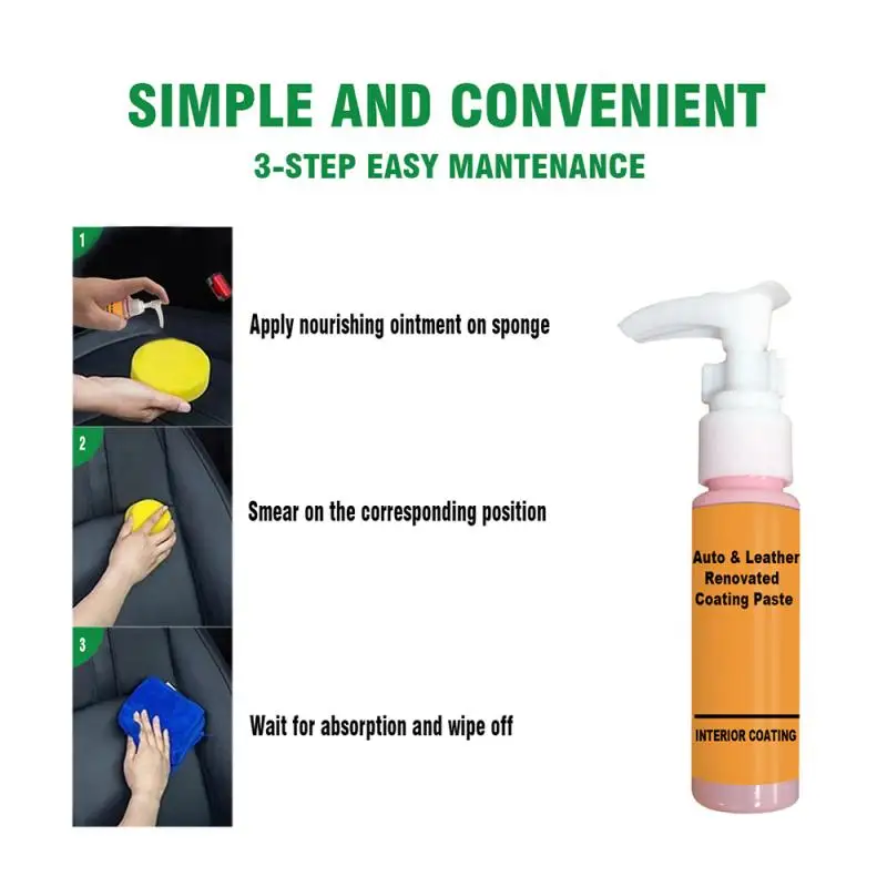 

30ml Auto Leather Renovated Coating Paste Maintenance Agent Accessories Car Wash Antifogging Agent Upholstery Cleaner