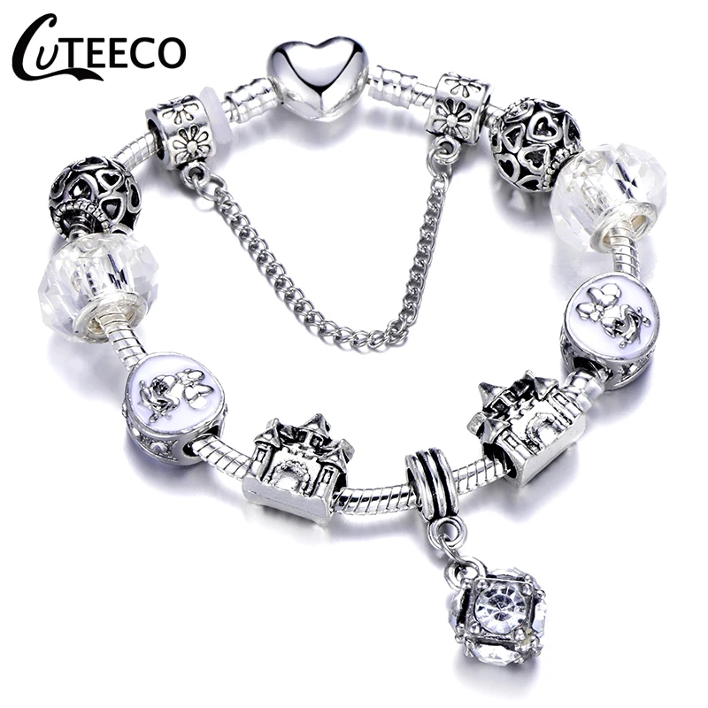 AE0275 CUTEECO браслеты с подвесками в форме короны женские Европейский стиль эмалированные бусины Подходит для брендовых браслетов для женщин ювелирные изделия подарок - Окраска металла: AE0275