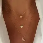 Женское богемное ожерелье EN Fashion Boho, простое многослойное ожерелье в форме сердца и Луны, изящная цепочка для ключиц, ювелирное изделие цепочка на шею женская цепь на шею ожерелье цепочки и ожерелья