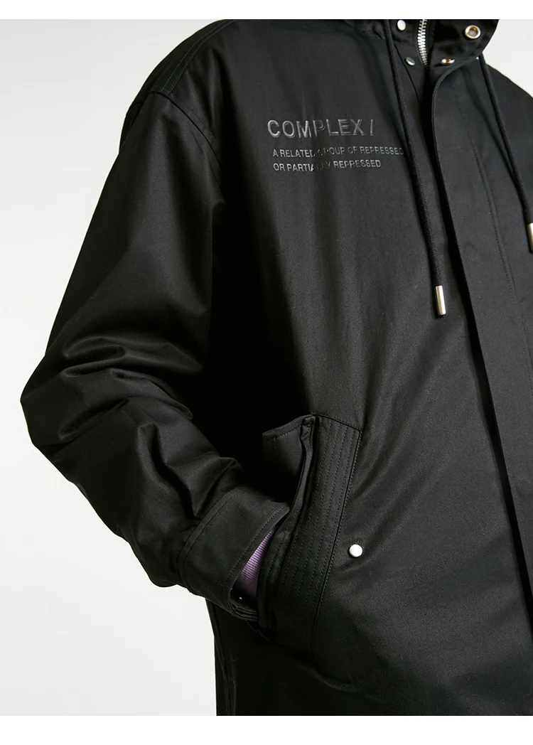JackJones, мужской Тренч с капюшоном из хлопка, тренд, с буквенным принтом, стоячий воротник, длинная куртка, Мужская одежда, 218321575
