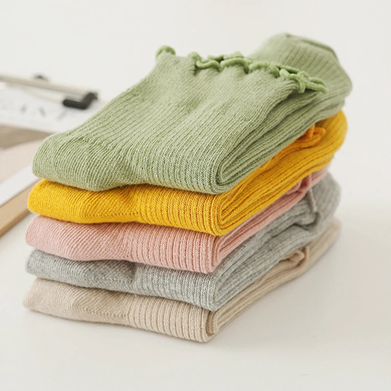 

1 Pair Women Lady Socks Lace Solid Color Breathable Elasticity for Spring Autumn H9