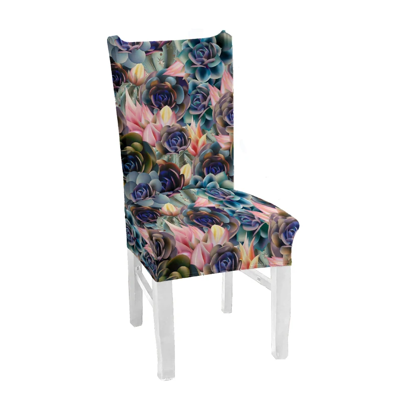 Свадебные чехлы на стулья с принтом кактуса эластичные из спандекса для столовой