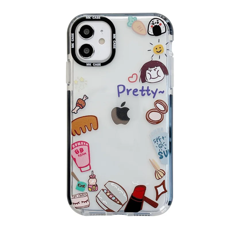 

Transparent simple and cute mobile phone case for iPhone11 12Pro Max mini X XR XS XSMax 8 7PluS anti-drop protective back cover