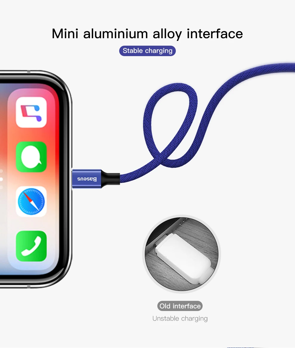 Baseus usb-кабель для iPhone X, 8, 7 Plus, кабель для быстрой зарядки, usb-кабель для мобильного телефона, кабель для передачи данных для iPhone 5, 6, 6 S, iPad, usb-кабель для зарядки
