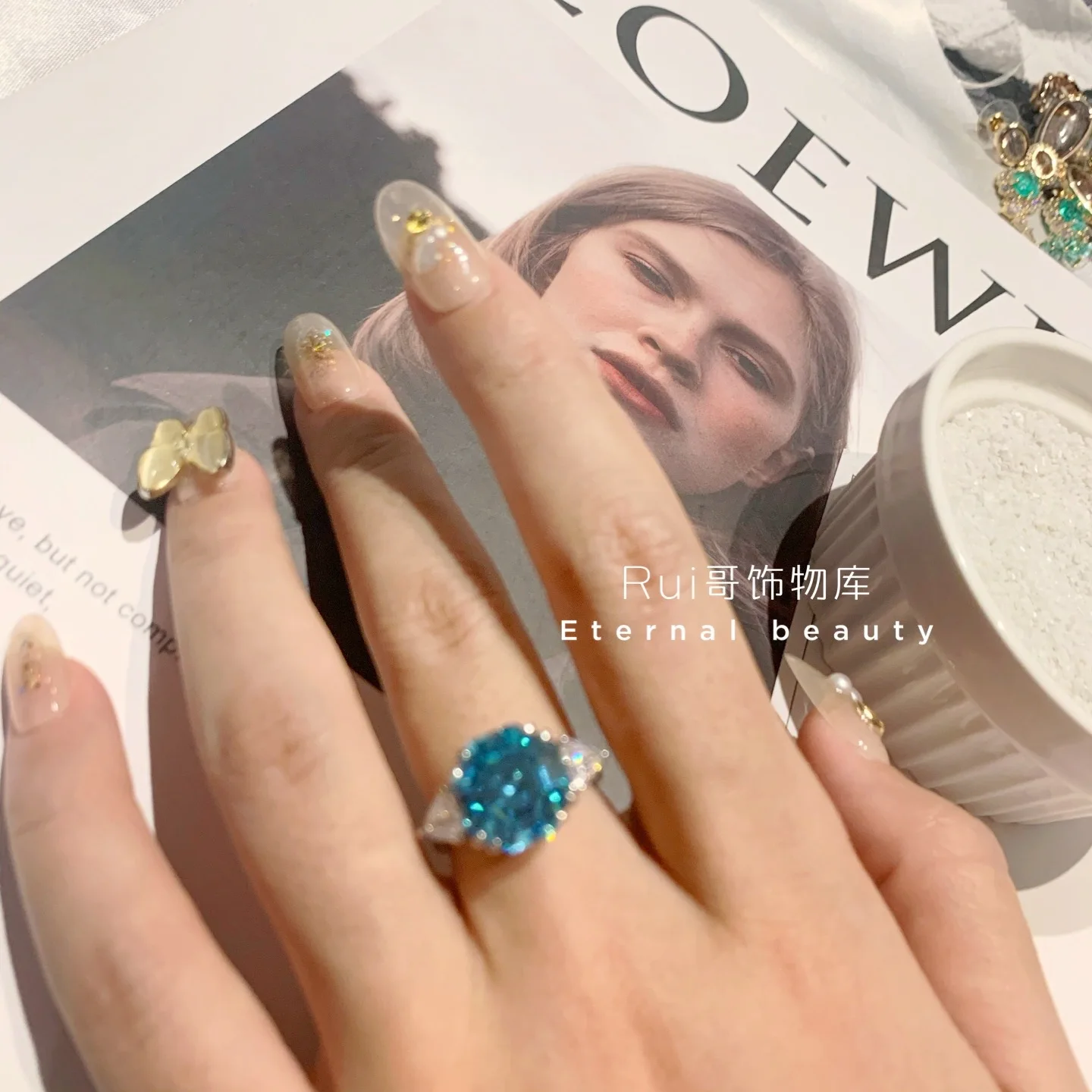 

Creative Jewelry/S925 Entire Sterling Silver 13ct Unique Design Octagonal Pagoda 12*12 Sapphire Ring