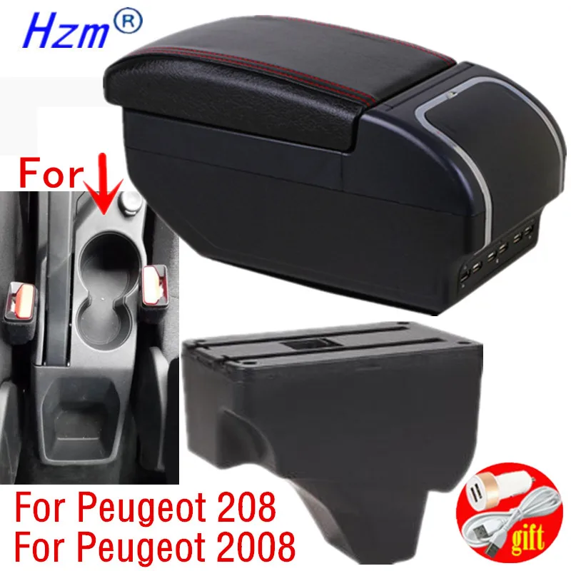 Подлокотник для Peugeot 208 2019 2021 двухслойный подлокотник с USB зарядным интерфейсом