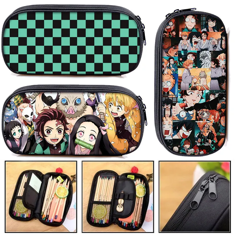 

Anime Demon Slayer: Kimetsu no Yaiba Pencil Bag Zipper Canvas Students Pencil Bag Wallet Storage Bag Stationery School Supplies