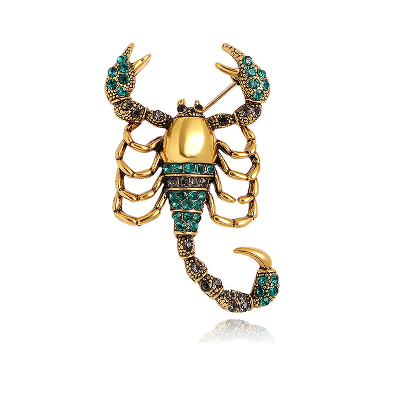 

Punk Female Crystal Scorpion Brooch Boho Gold Silver Color Jewelry Brooches For Women Charm Rainbow Pin Dress Coat Accessories