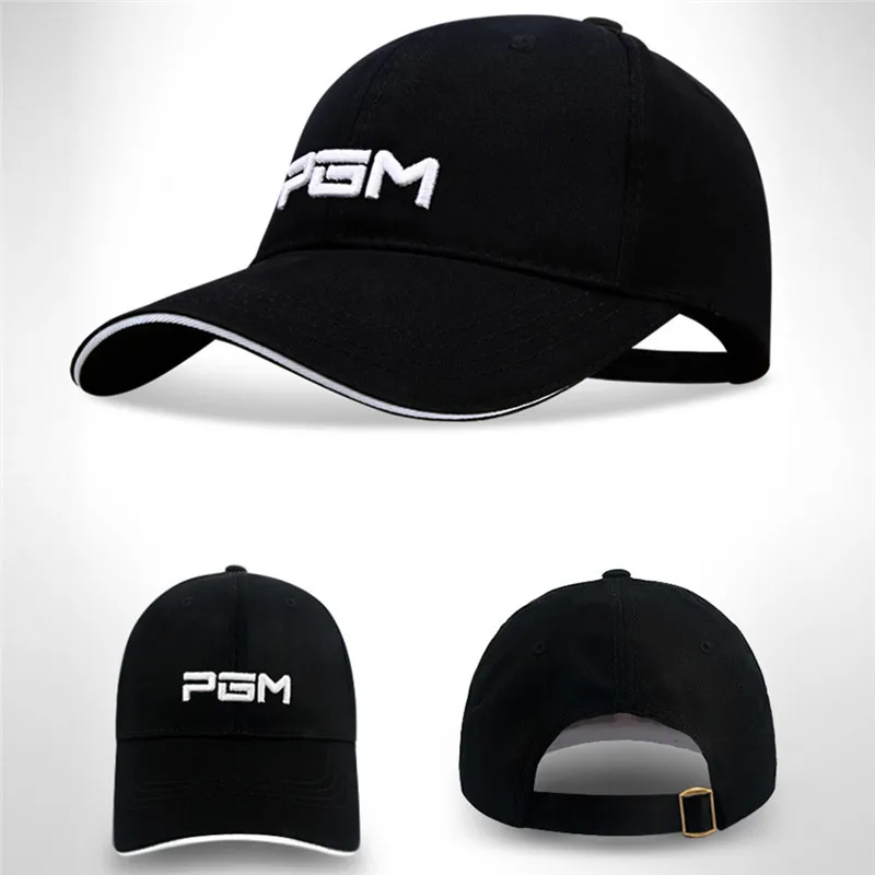 PGM Golf Caps Adjustable Hats Outdoor Sport Cycling Hiking Cap For Men Women Windproof Travel Cotton Golf Caps Black White