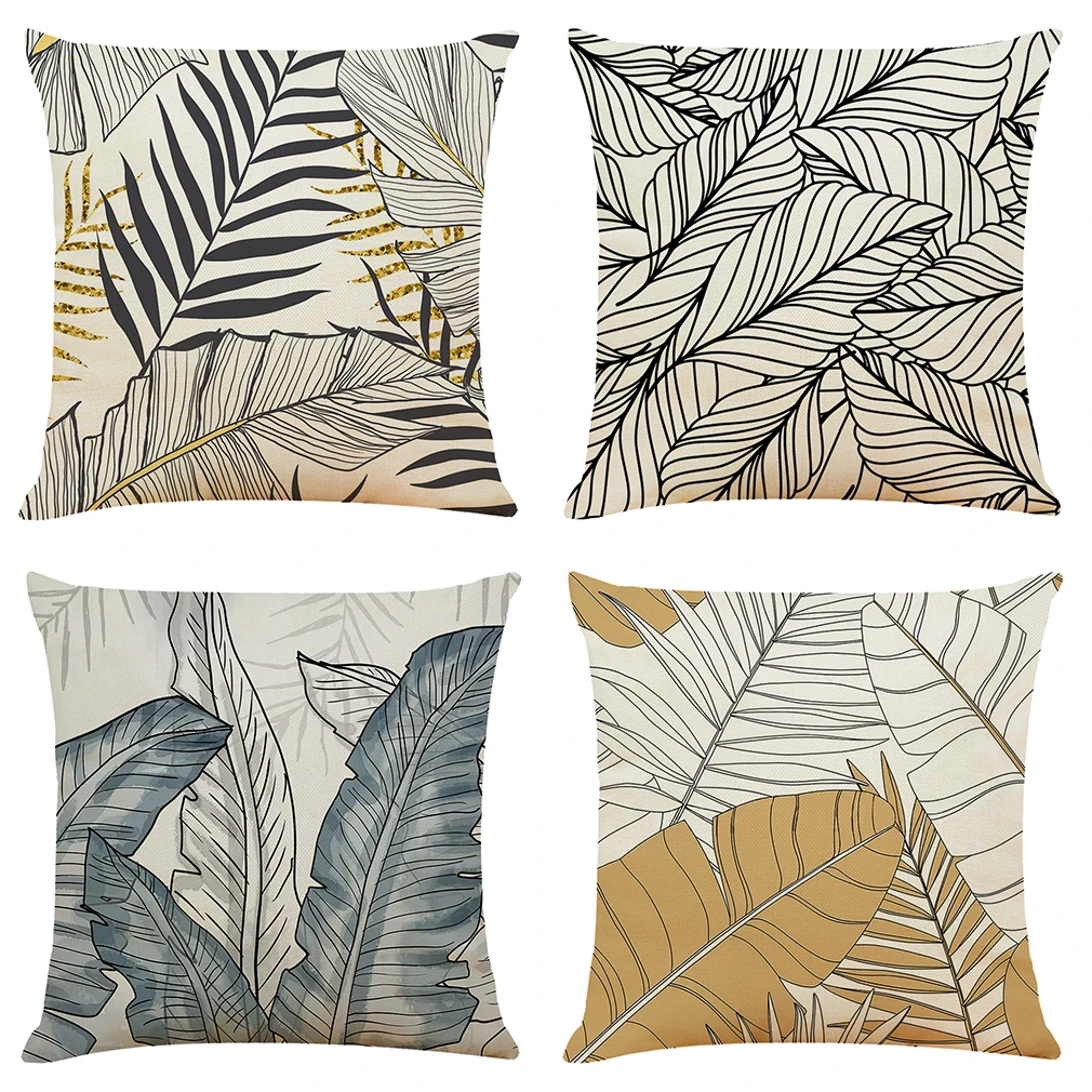 

Tropical Leaf Decoration Cushion Cover Navidad Throw Pillow Case funda cojin Home Sofa Couch Chair Back Seat Cover 45x45cm