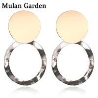 mg trendy hollow round acrylic earrings for women gray black acetic acid pendant fashion leopard dangle earrings resin jewelry
