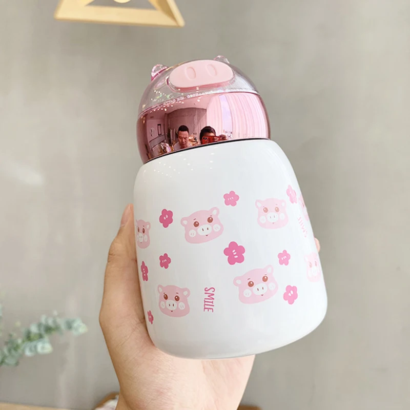 Милый термос бутылка для кофе с кружкой маленькая чашка из нержавеющей стали