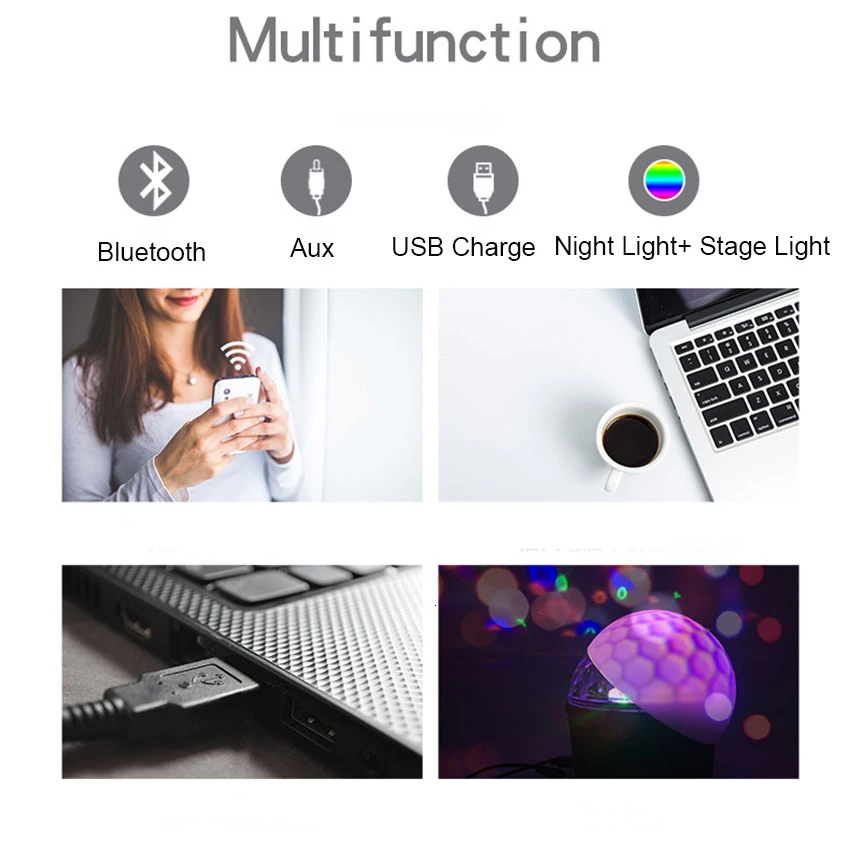 Bluetooth динамик диск шар миниатюрная музыка беспроводной Звук DMX сценическое освещение клуб портативный вечерние мощный DJ управляемый проектор