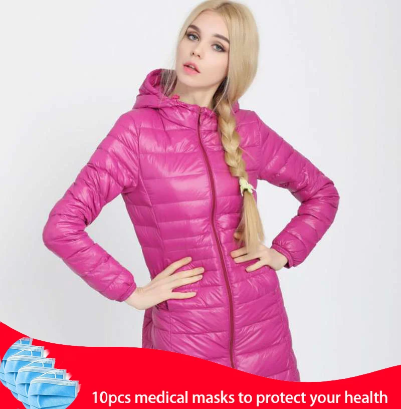 Новинка 2020 базовый зимний женский теплый легкий однотонный черно белый пуховик