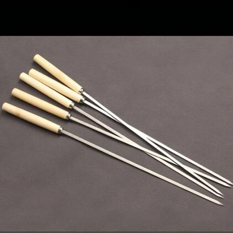 Шампуры для барбекю из нержавеющей стали деревянная ручка длинная вилка шашлык