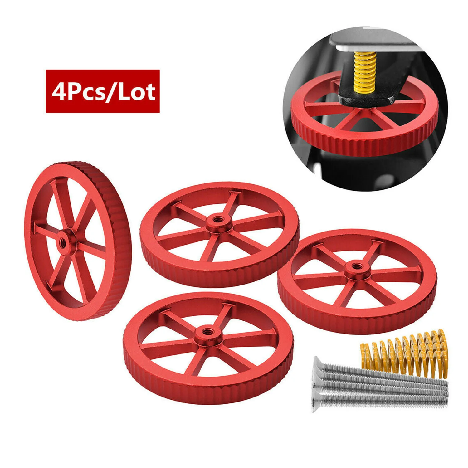 

4Pcs Heat Bed Hand Leveling Spring Knob M4 Screws Nuts For Ender 3/5 CR-20 Finger Screw Horizontal Nut