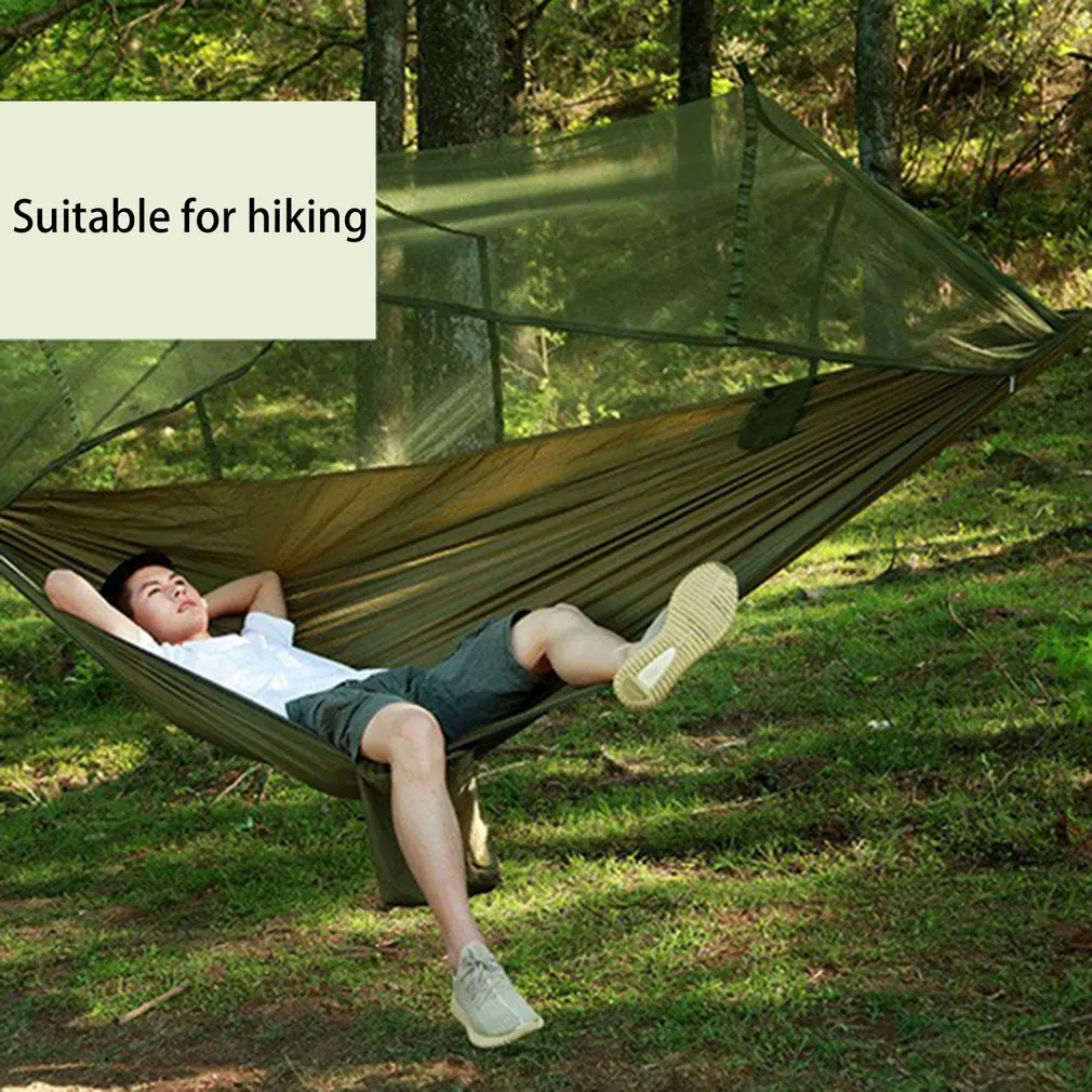 

Camping/garden Hammock with Mosquito Net Outdoor Furniture 1-2 Person Portable Hanging Bed Strength Parachute Fabric Sleep Swing