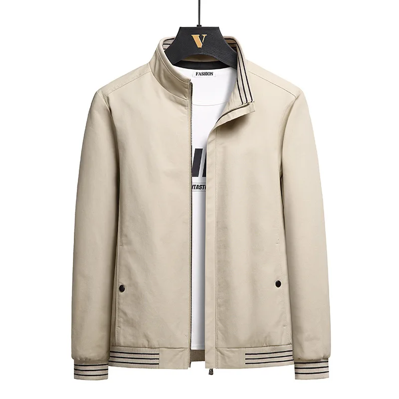 

2021 Spring Men's Jacket Middle-aged Business Casual Spring/Autumn Dad Loose Stand-up Workwear Jacket Men's Large Size