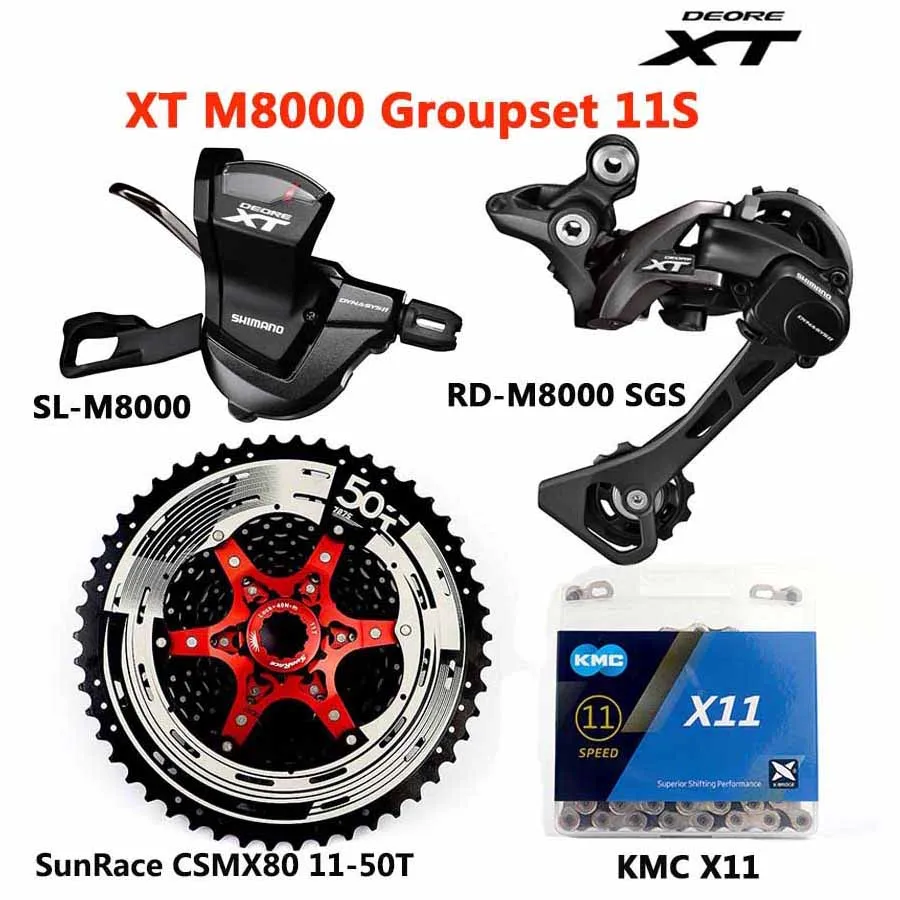 50T Black X11 Shimano DEORE XT M8000 Группа Комплект MTB горный велосипед 1x11-Speed 46T 50T SL+ RD+ CSMX8+ X11EL M8000 переключатель заднего хода - Цвет: 50T Black X11