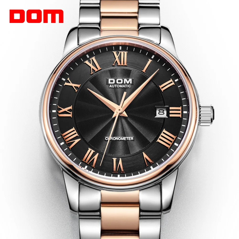 Часы DOM мужские водонепроницаемые механические из нержавеющей стали с