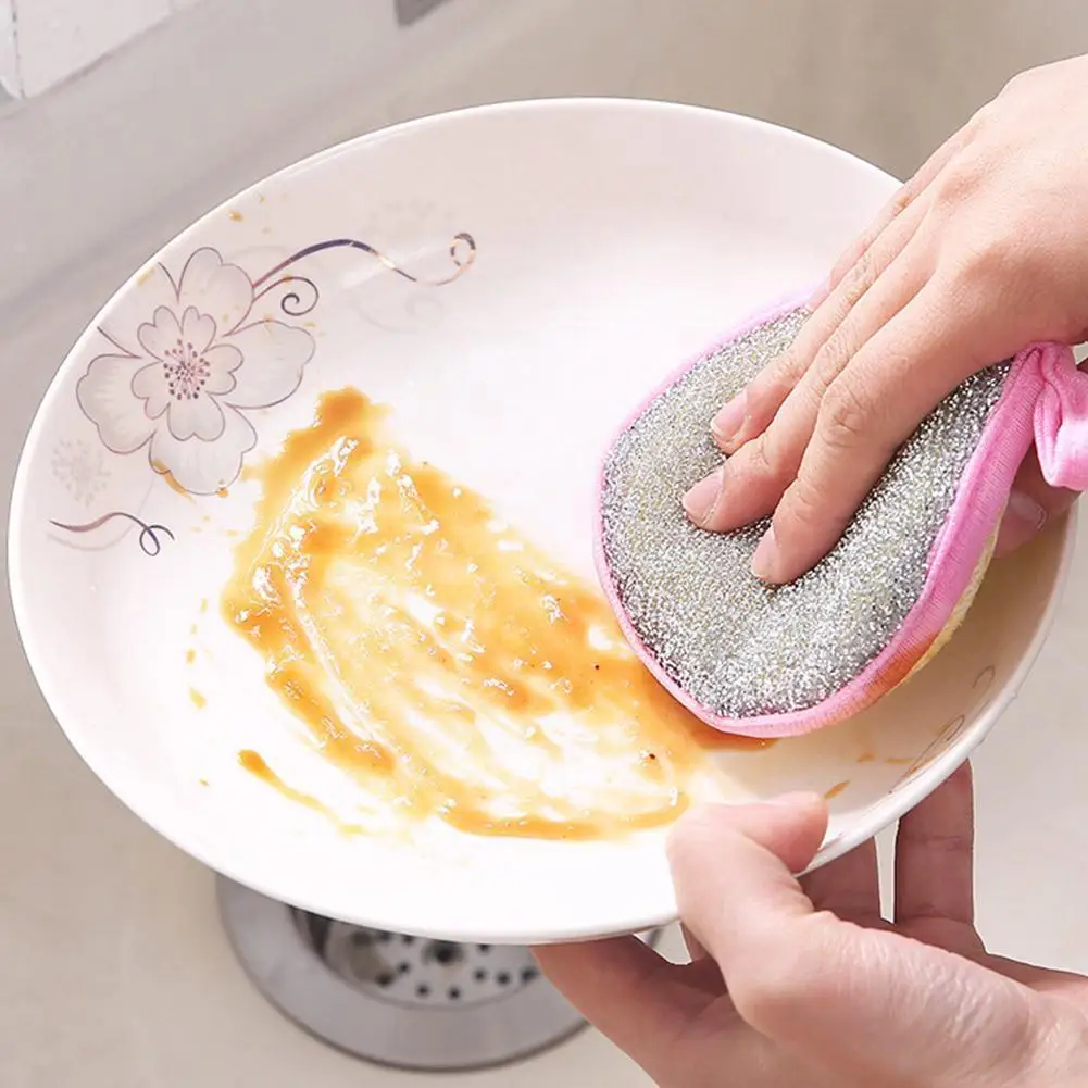 

5 шт., двусторонняя губка для мытья посуды