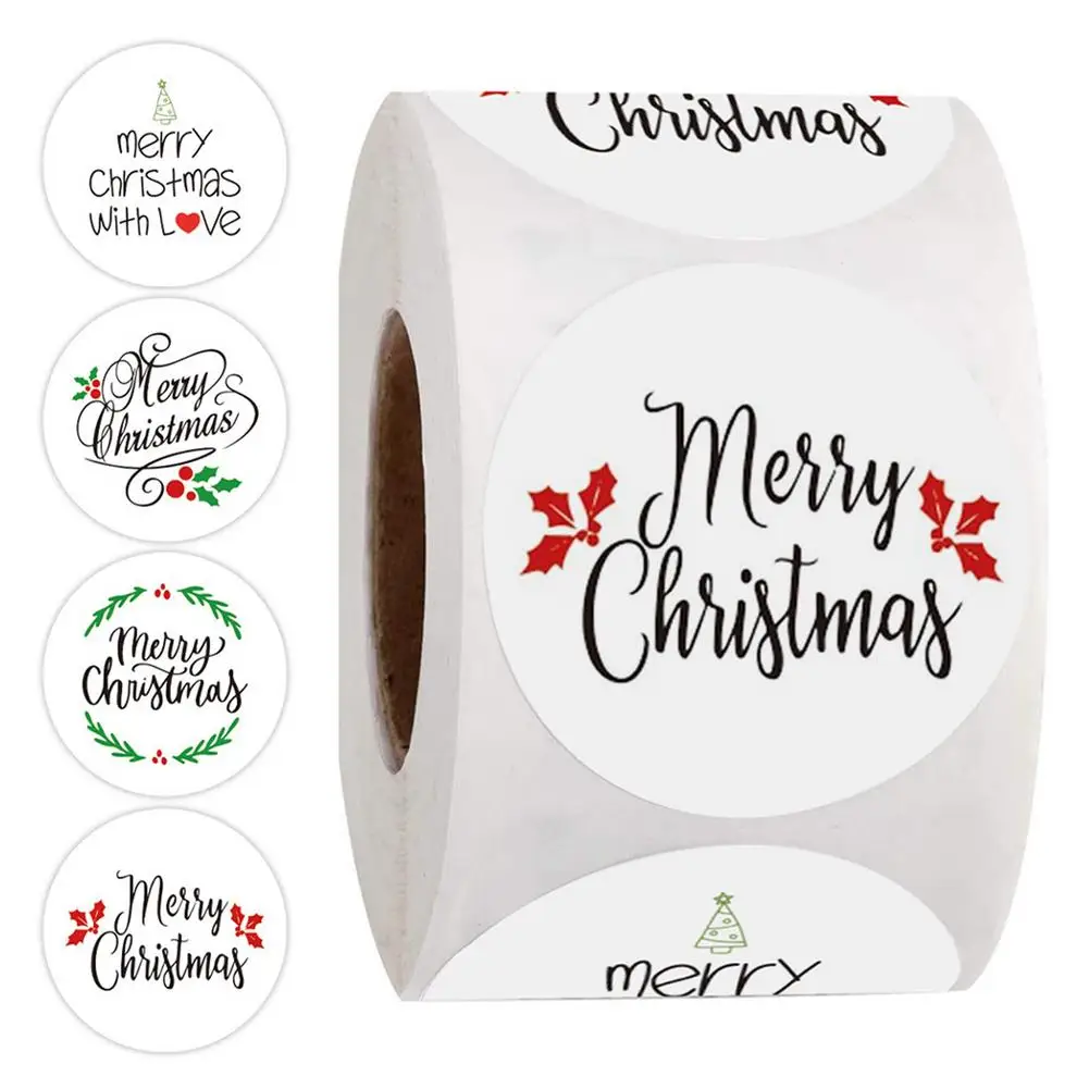 

500 шт./рулон, рождественские наклейки, 4 рисунка