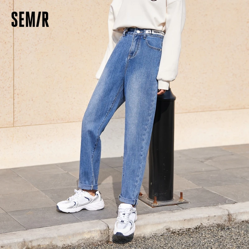 

SEMIR Jeans Women New 2021 Tapered Harem Pants High Waist Ladies Small Feet Pants Casual Demin Pants Black