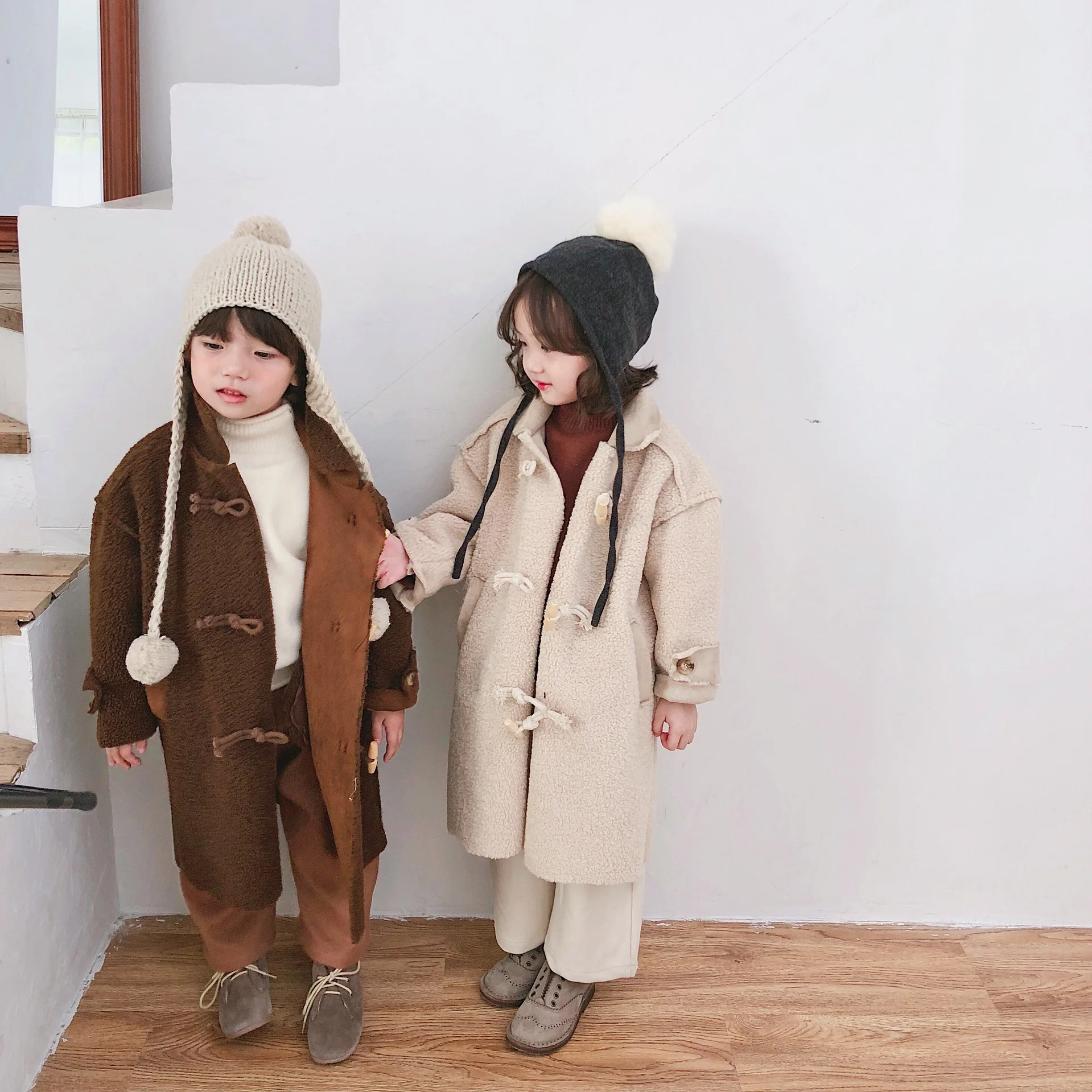 Осенне зимнее меховое пальто для мальчиков и девочек длинное свободная теплая