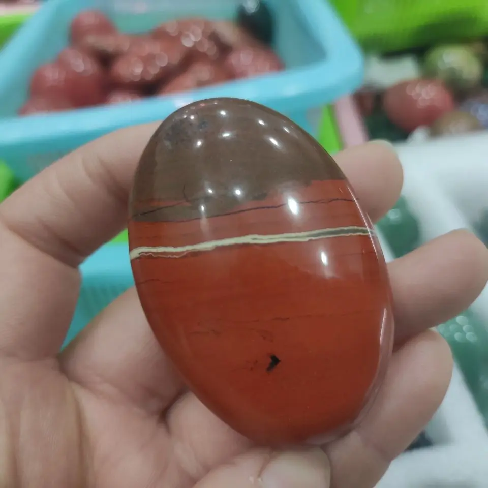 

1pcs High Quality red Jasper Palm Stone Shape Stone Hand Crafted For Gift &Home Decor