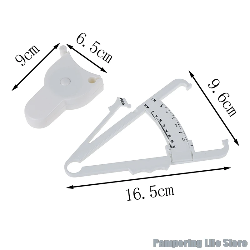 

Portable Fitness Equipmnet For Body Building White Body Fat Caliper Measure Tape Tester Fitness For Lose Weight PVC