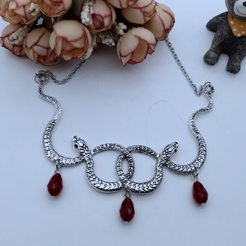 

Dark Jewelry, Snake Necklace, Serpent Necklace, Crystal Necklace, Gothic