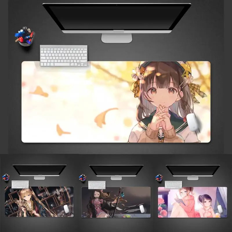 

Japan amine cute sexy girls Gaming Player desk laptop Rubber Mouse Mat X XL XXL Non slip Cushion Thickness 2mm LockEdge equal LE