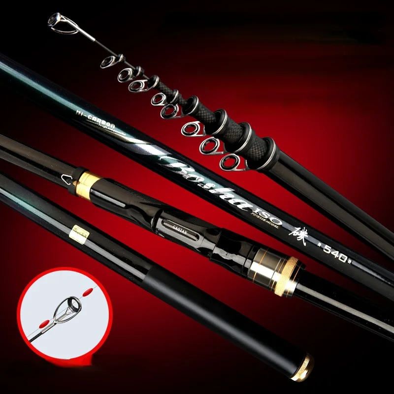 Carbon Fishing Rods Spinning Telescopic Carp Winter Fishing Rods Straight Strong Waist Ceramic Guide Ring Pesca Mare Fishing enlarge