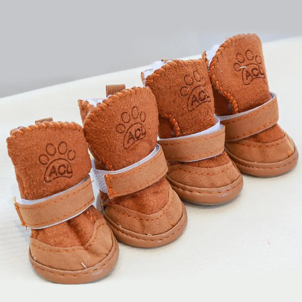 Новинка теплая зимняя обувь для собак и кошек Нескользящие снежные ботинки