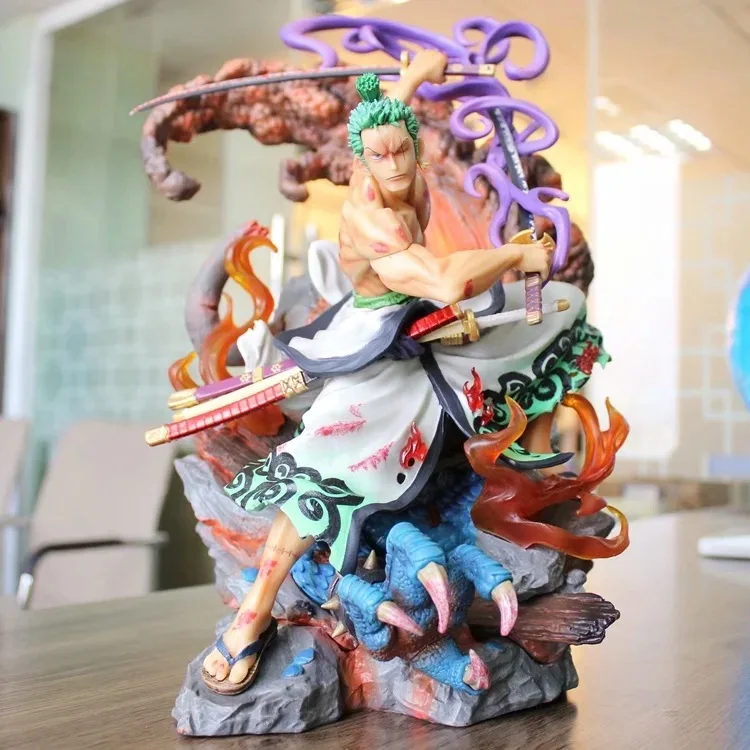 Preise Ein Stück GK Kimono Lorenor Zorro Santoryu Schlacht Geist Insel Statue 38CM PVC Action Figure Desktop Sammlung Modell Spielzeug Figma