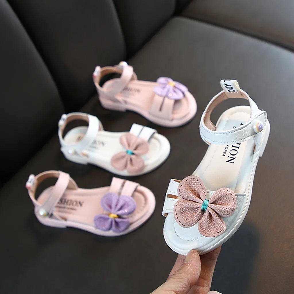 2020 детские сандалии для маленьких девочек нескользящий Бант бабочка принцесса