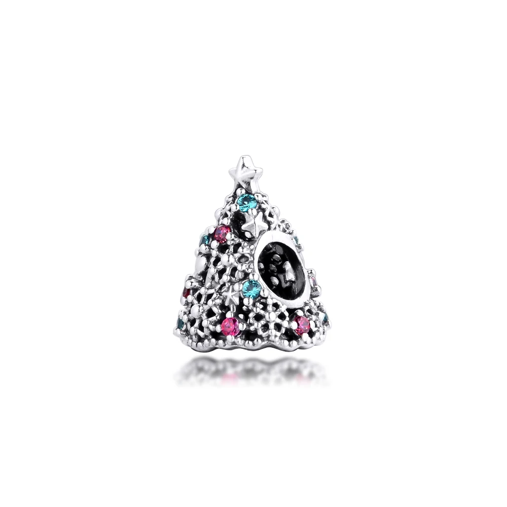 

DIY Beads For Jewelry Making Glitter Christmas Tree Charm Fits Original Bracelets Woman 925 Sterling Silver Accessories