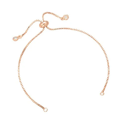 rose gold ZHUKOU 1,3x240 мм медные Стразы простой Регулируемый браслет цепочка для самостоятельного изготовления ювелирных изделий браслет цепь аксессуары Модель: VL20 - Цвет: rose gold