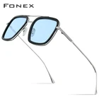 FONEX Очки солнцезащитные мужскиеженские в стиле Тони Старка, из чистого титана и ацетата