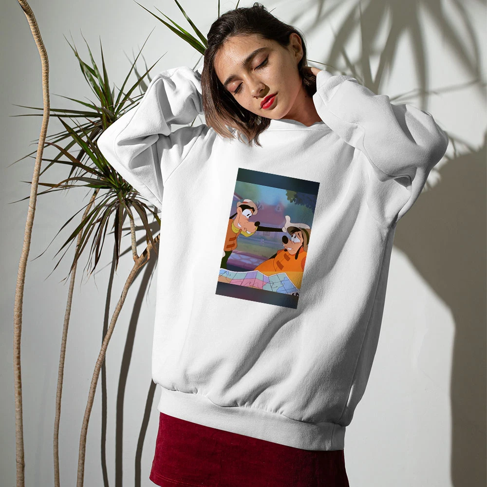 

Disney Mickey Mouse Women Spring Sweatshirt Funny Goofy Comfort a Friend Printed Cartoon Hoodies High Brands Cozy Crewneck Coat