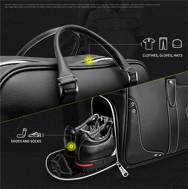 Leather Golf Shoes Clothes Staff Bag Waterproof Multifunction Pocket Travel Tote Light Shoe Care Pouch PGM Sport Golfbag Handbag