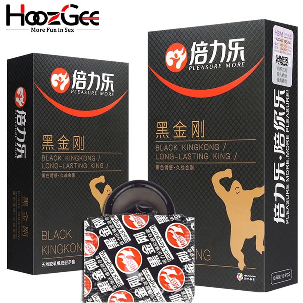HoozGee 30/100 шт презервативы для мужчин Задержка эякуляции Черный Прочный пенис