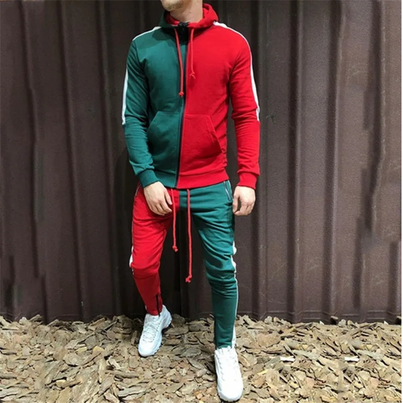 2019 осенний/Зимний трикотажный спортивный мужские спортивные комплекты для