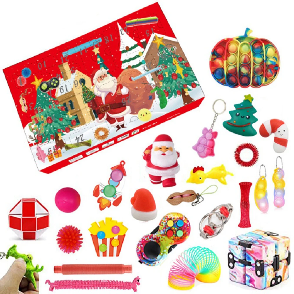 

2021 Advent Calendar Squeeze Toys Kids Gift 24Pcs Christmas Little Dolls Bubble Popping Anti Stress Squishy Sensory Fidget Sets