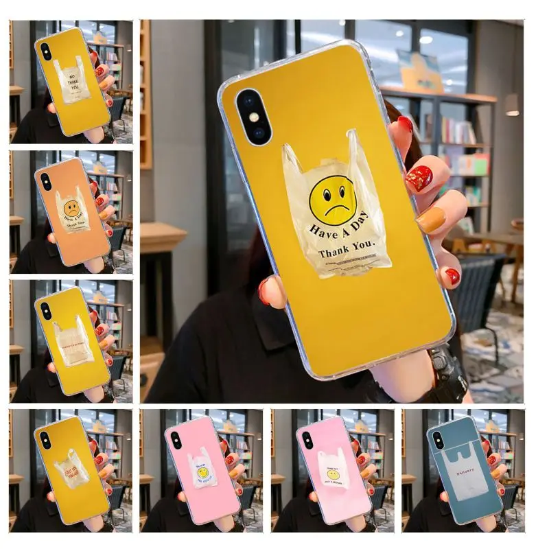 Желтая Эстетическая пластиковая сумка чехол для iPhone 11 pro XS MAX 8 7 6 6S Plus X 5 5S SE