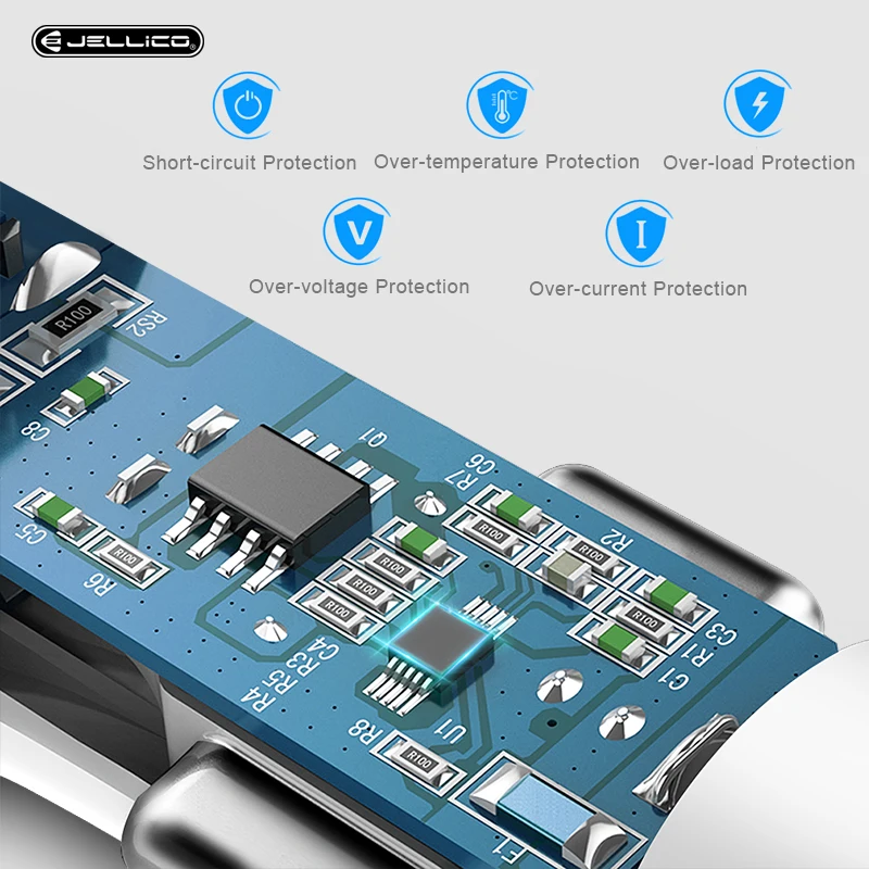 Jellico USB Автомобильное зарядное устройство 5 В 2.1A Металл двойной USB алюминиевый сплав автомобильное зарядное устройство Быстрая зарядка зарядное устройство для телефона для iPhone samsung Xiaomi